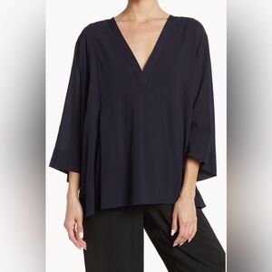 VINCE Size L EUC Cotton tunic in Coastal/navy blue